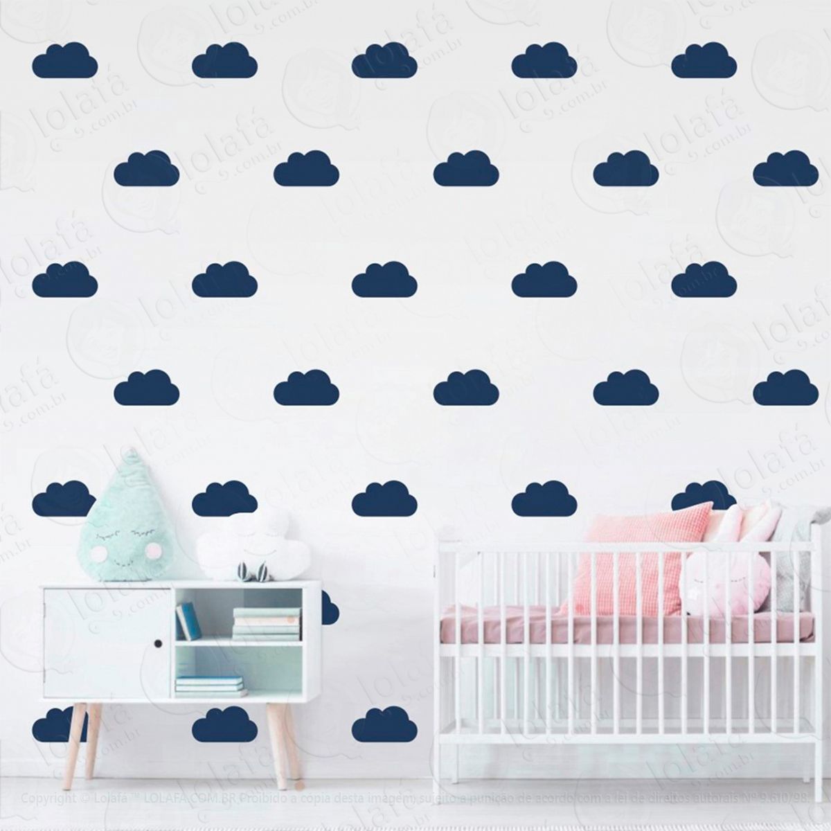 Adesivos Nuvens 36 Peças Adesivos para Quarto de Bebê Infantil Mod:934