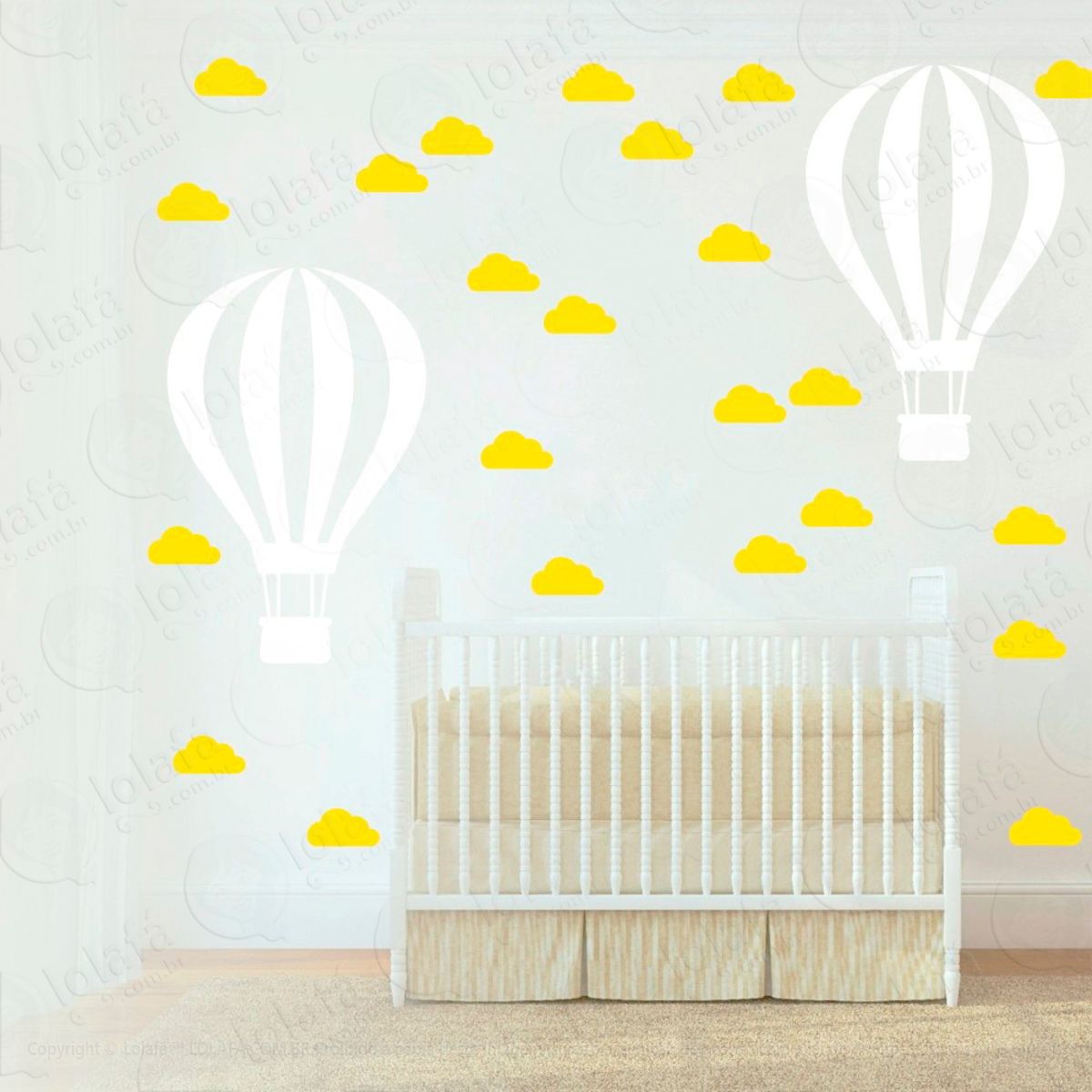 Adesivos Balão e Nuvens 50 Peças Adesivos para Quarto de Bebê Infantil Mod:938