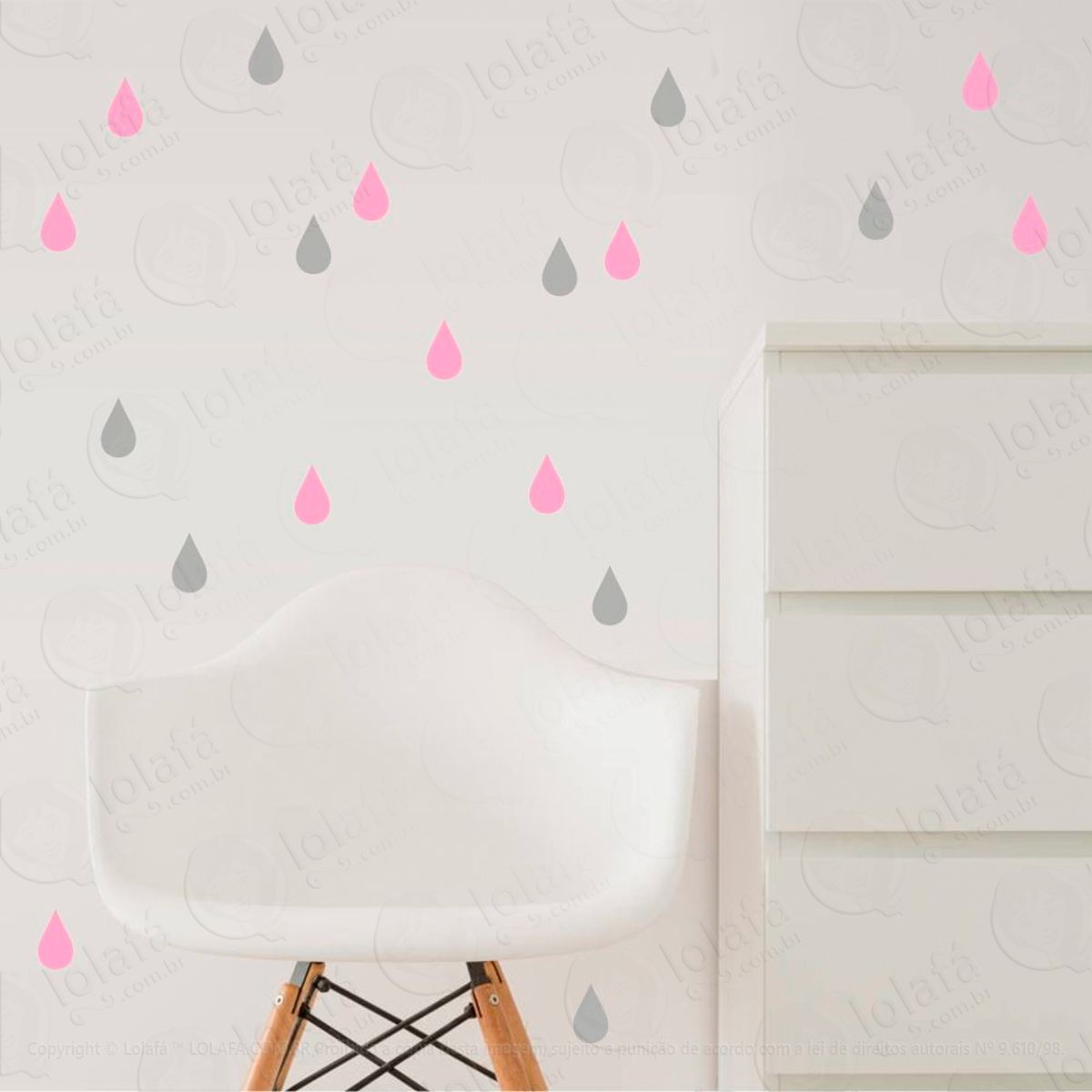 Adesivos Gotas 108 Peças Adesivos para Quarto de Bebê Infantil Mod:952