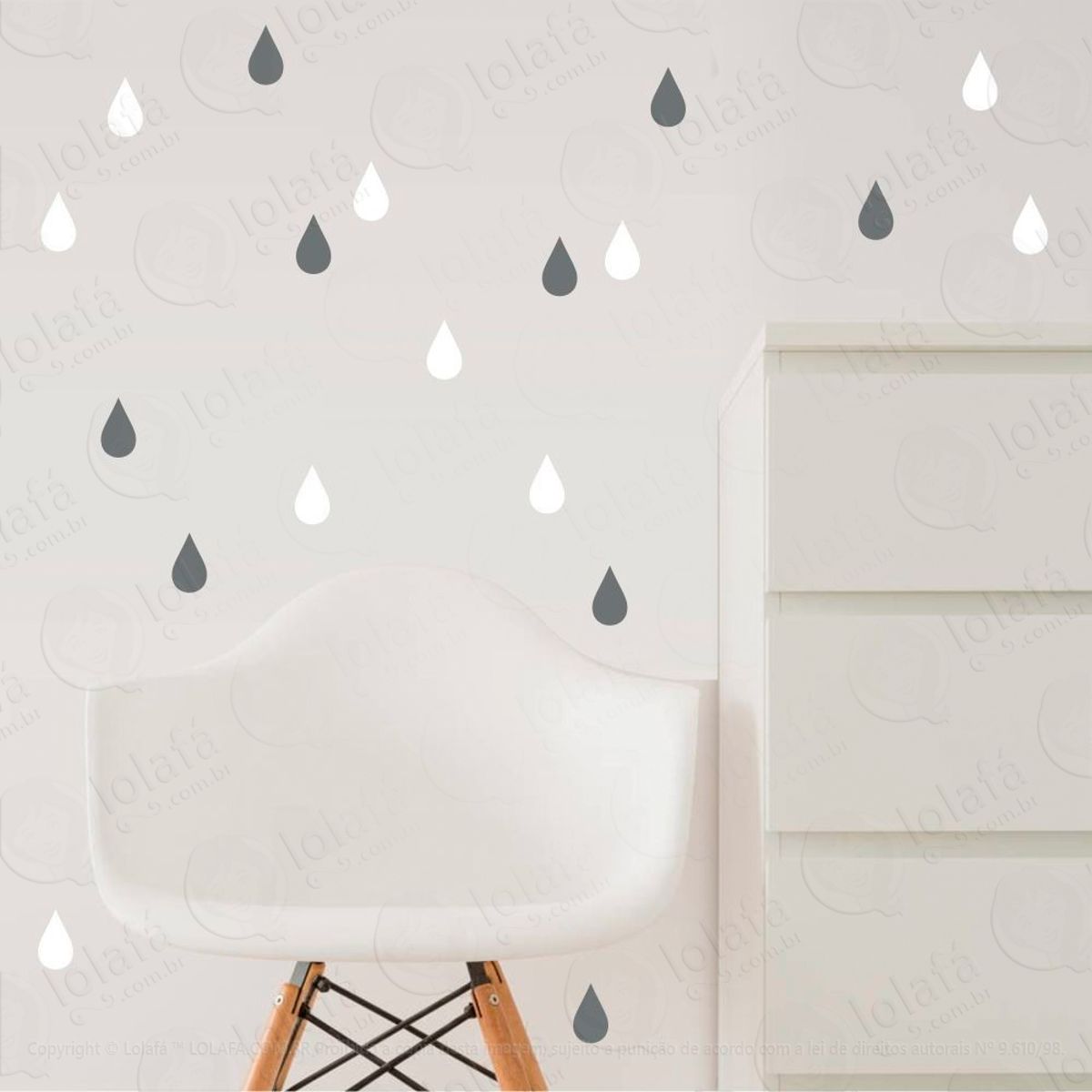 Adesivos Gotas 108 Peças Adesivos para Quarto de Bebê Infantil Mod:953