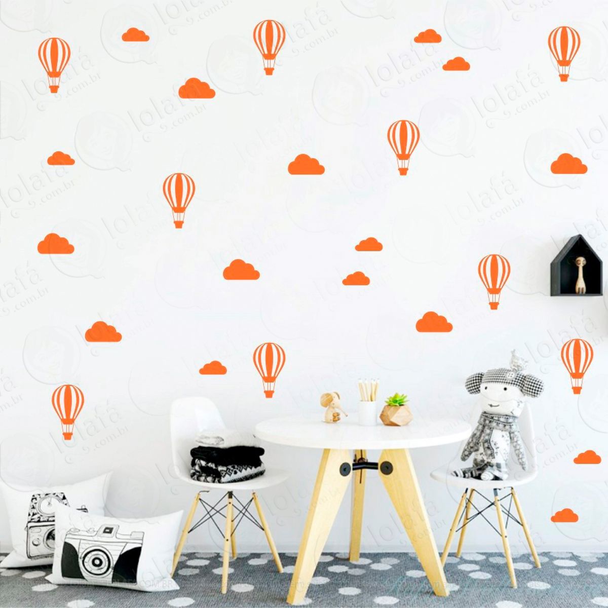 Adesivos Nuvens e Balões 56 Peças Adesivos para Quarto de Bebê Infantil Mod:955