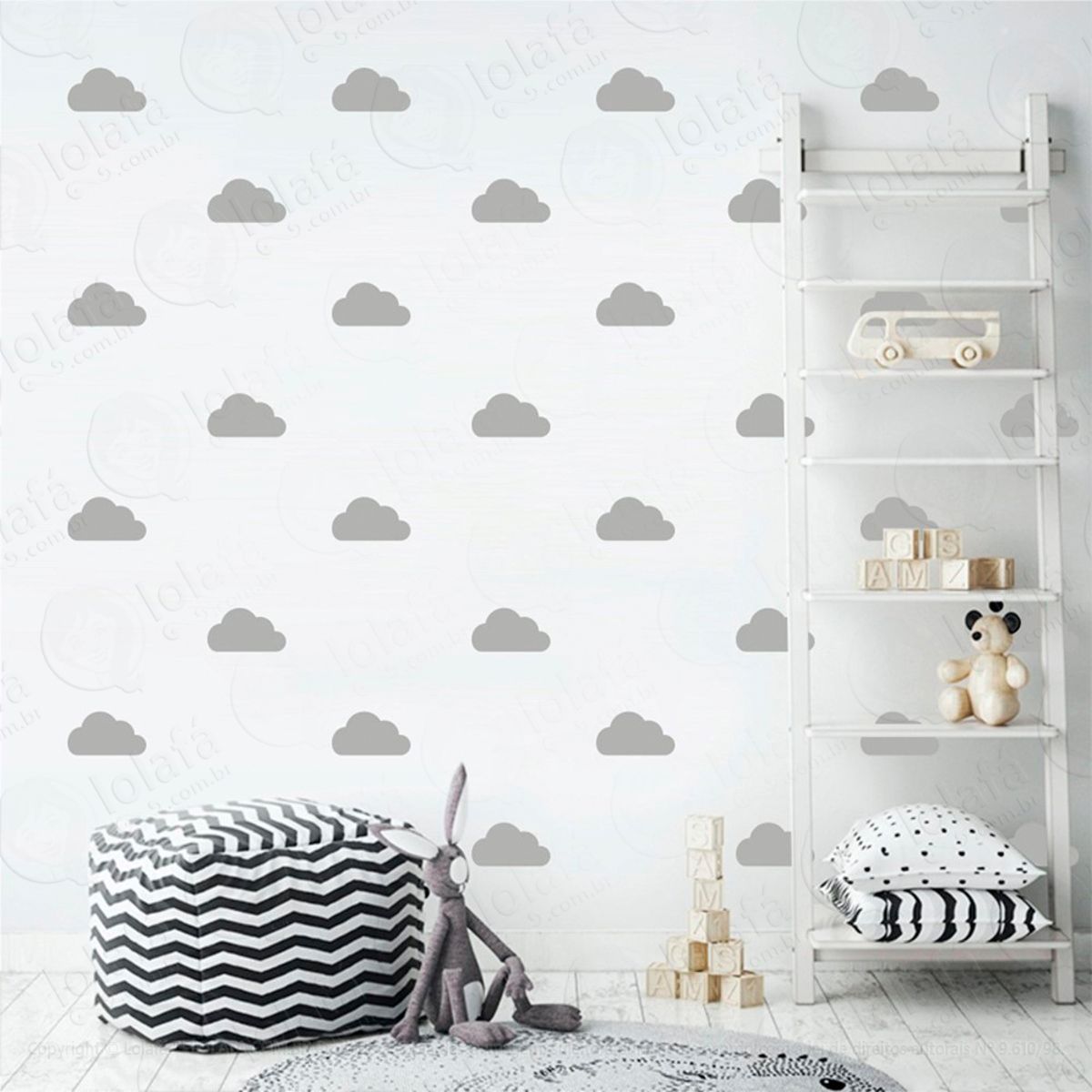 Adesivos Nuvens 72 Peças Adesivos para Quarto de Bebê Infantil Mod:961