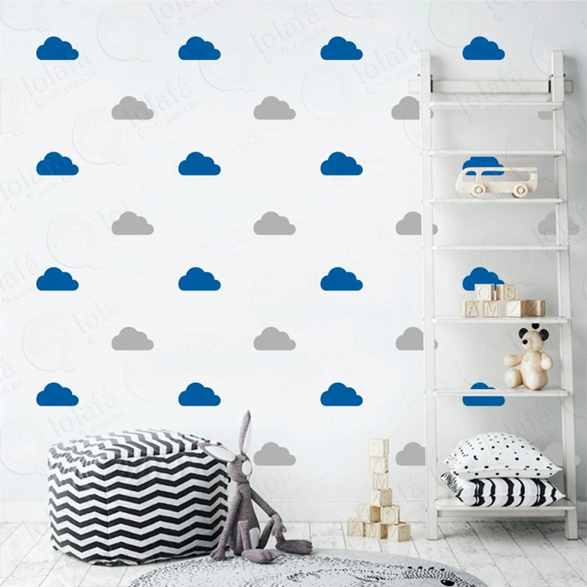 Adesivos Nuvens 72 Peças Adesivos para Quarto de Bebê Infantil Mod:962