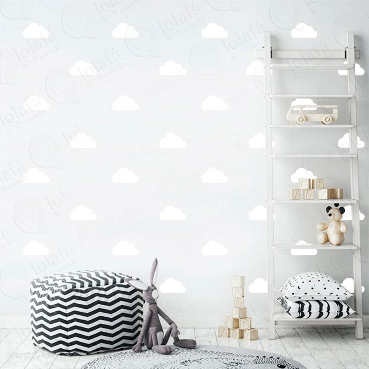 Adesivos Nuvens 72 Peças Adesivos para Quarto de Bebê Infantil Mod:963