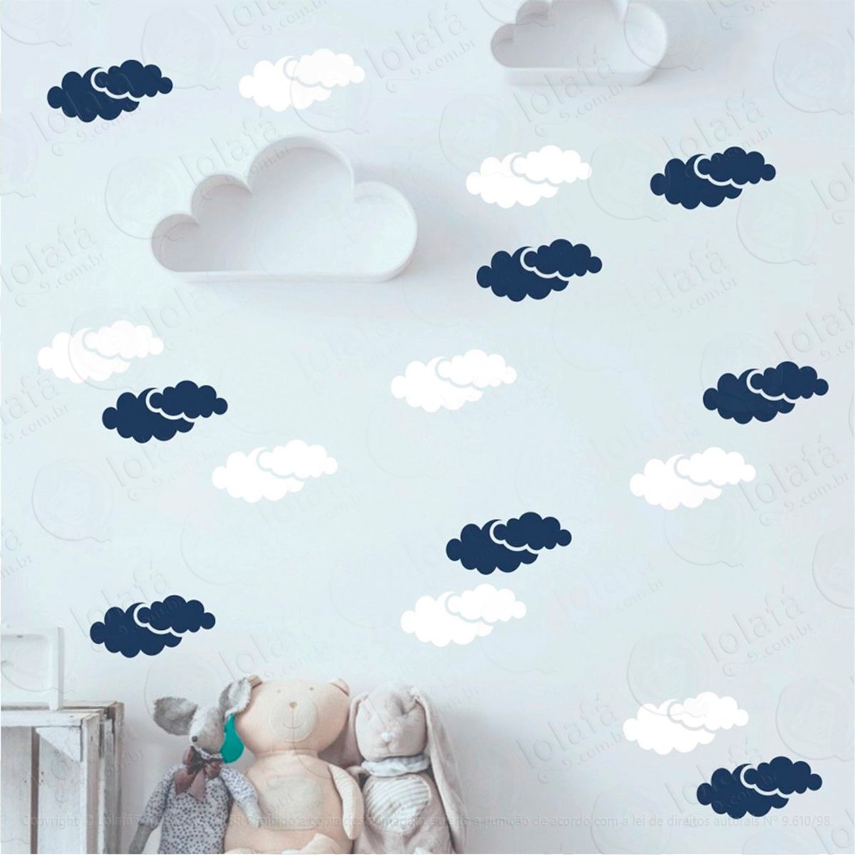 Adesivos Nuvens 40 Peças Adesivos para Quarto de Bebê Infantil Mod:974