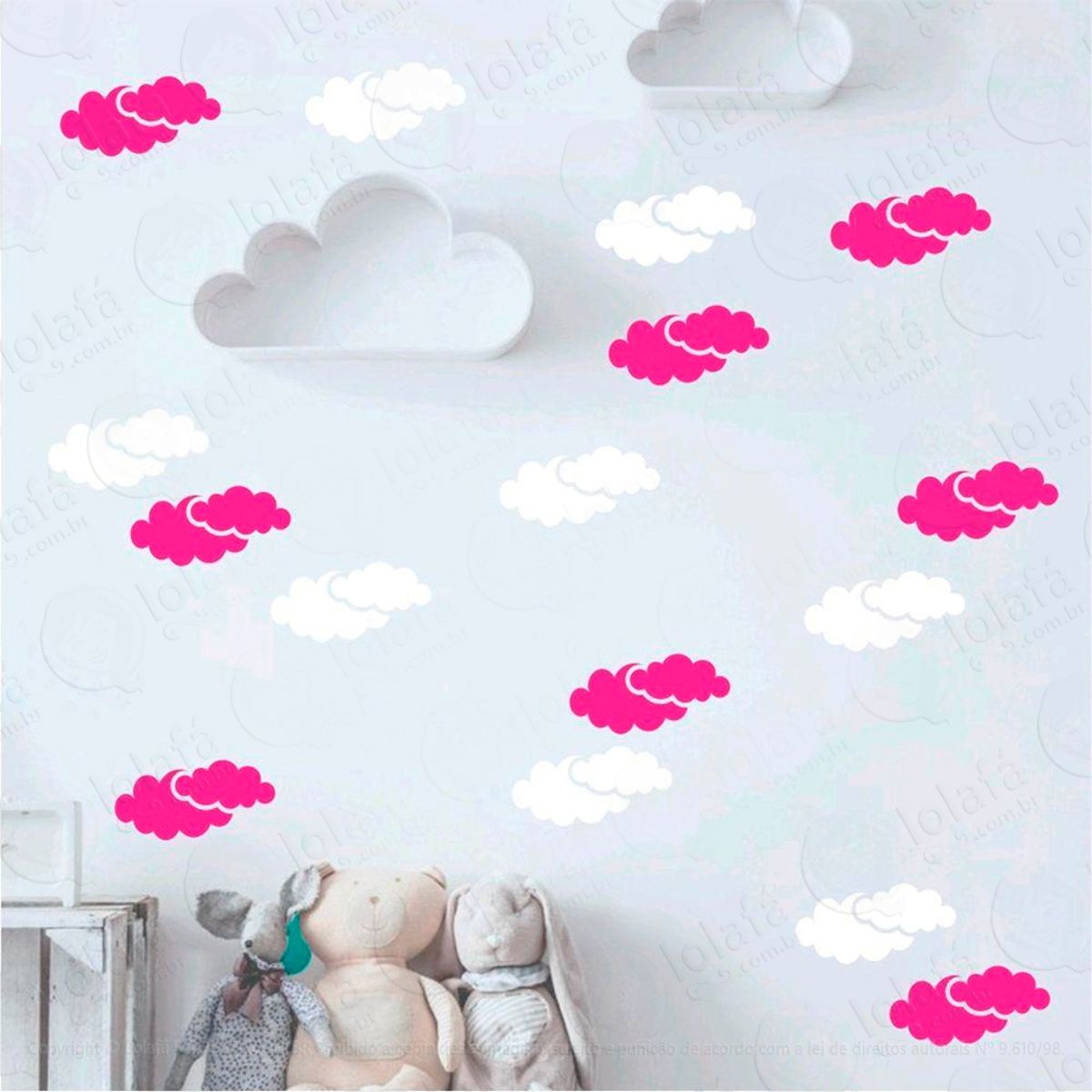 Adesivos Nuvens 40 Peças Adesivos para Quarto de Bebê Infantil Mod:975