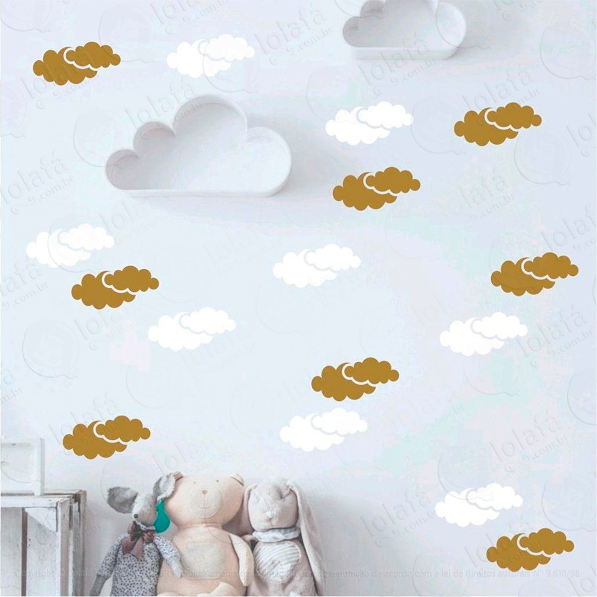 Adesivos Nuvens 40 Peças Adesivos para Quarto de Bebê Infantil Mod:976