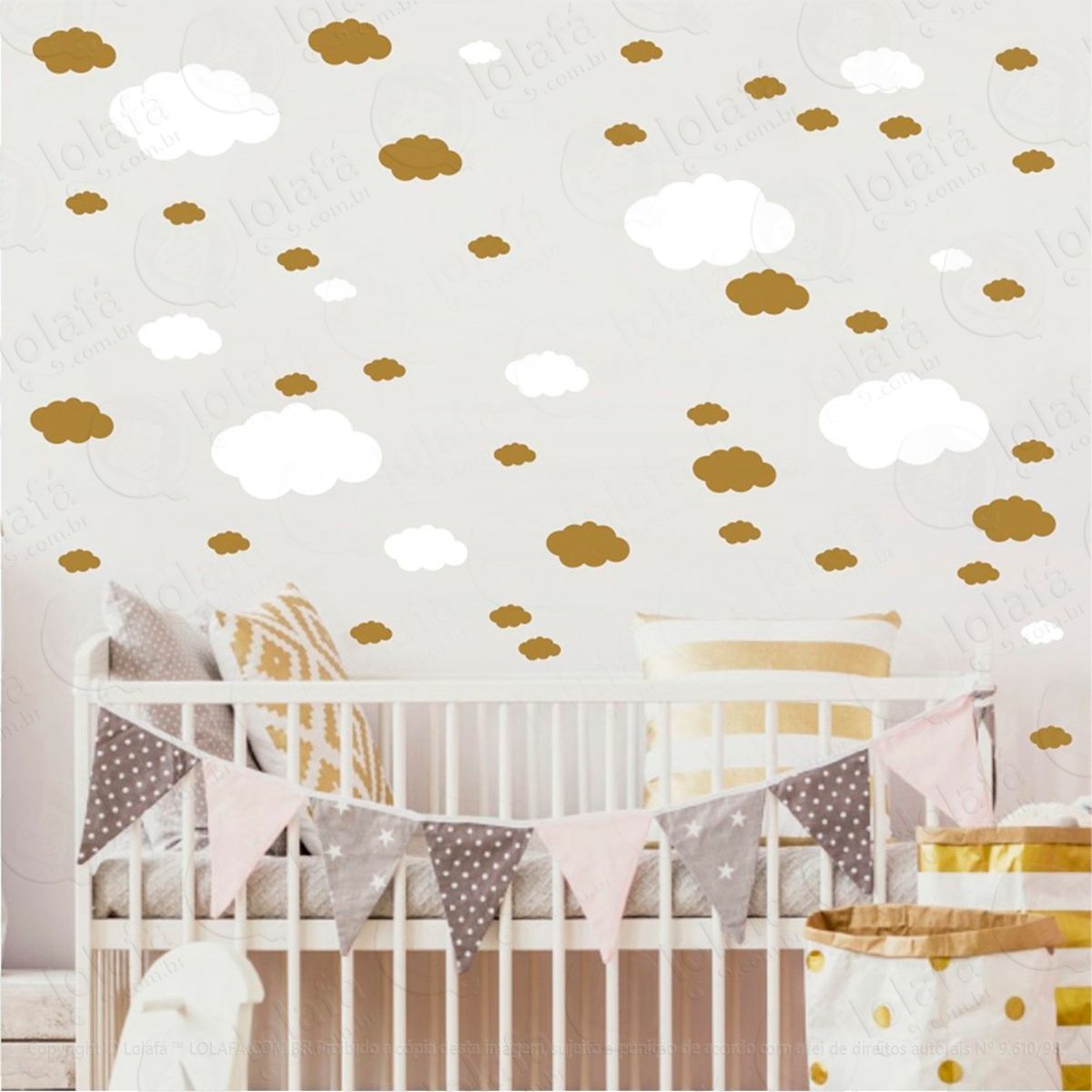 Adesivos Nuvens 62 Peças Adesivos para Quarto de Bebê Infantil Mod:980
