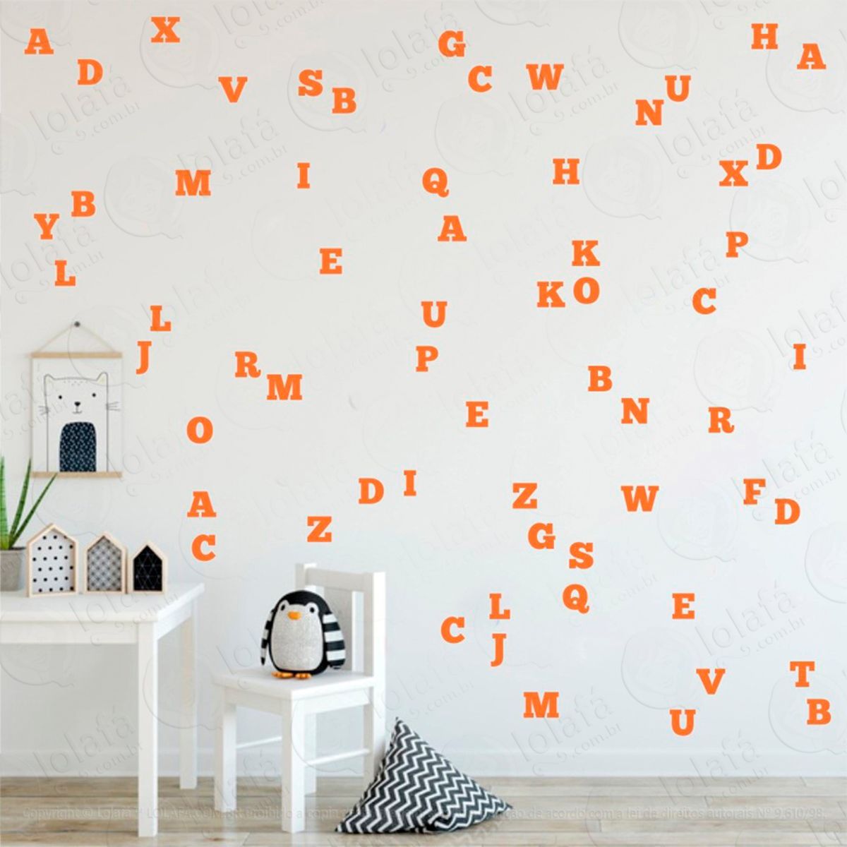 Adesivos Alfabeto 114 Peças Adesivos para Quarto de Bebê Infantil Mod:983