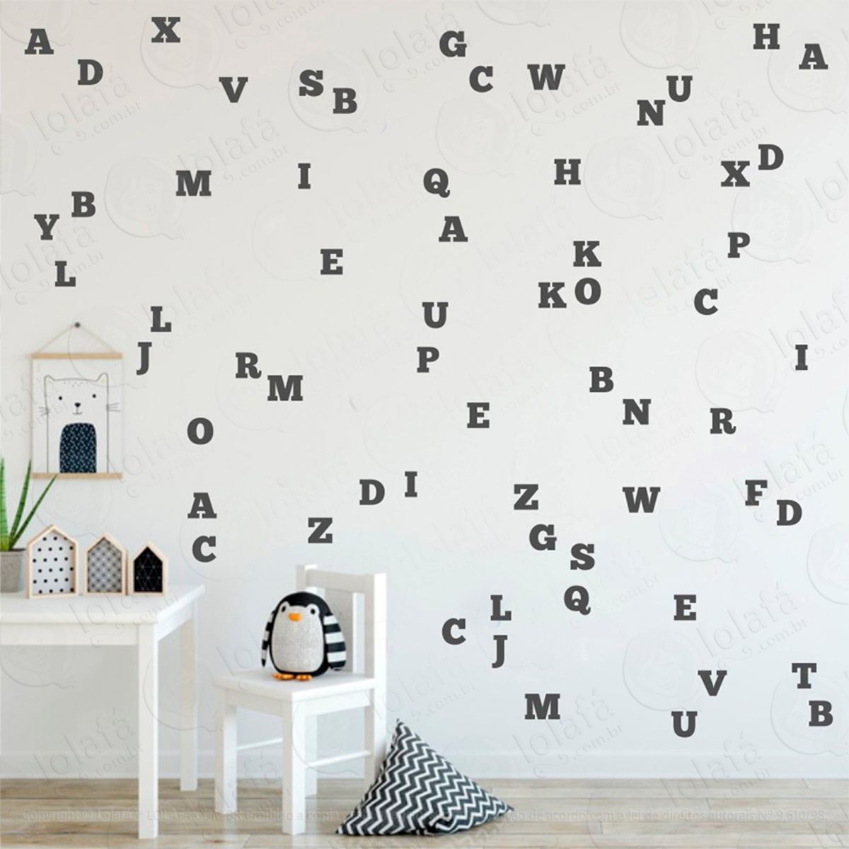 Adesivos Alfabeto 114 Peças Adesivos para Quarto de Bebê Infantil Mod:984