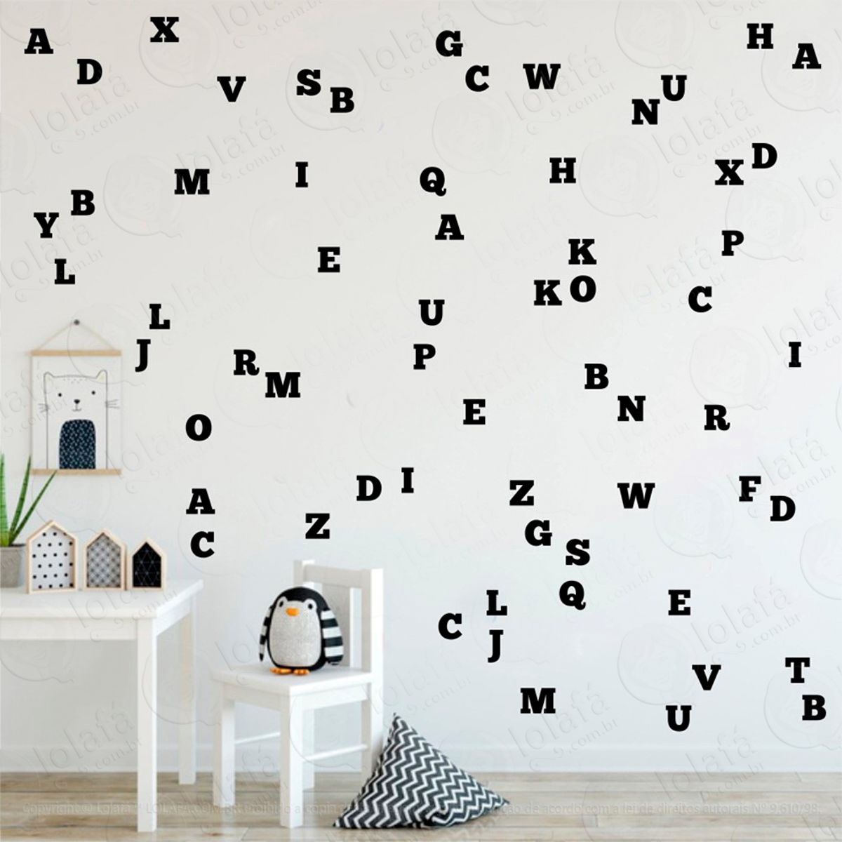 Adesivos Alfabeto 114 Peças Adesivos para Quarto de Bebê Infantil Mod:985