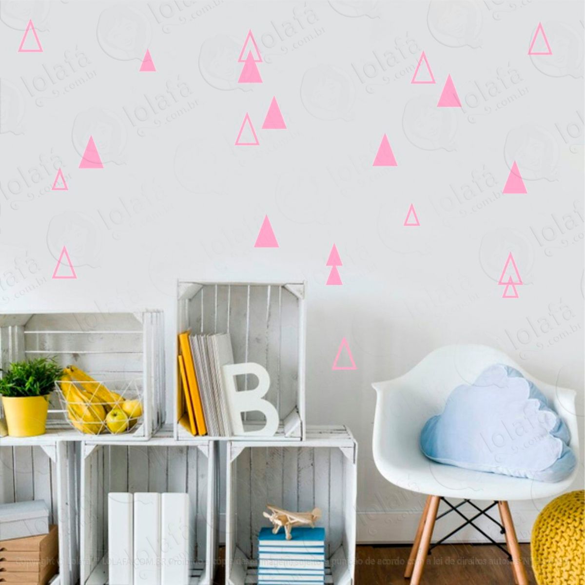 Adesivos Triângulos 72 Peças Adesivos para Quarto de Bebê Infantil Mod:989