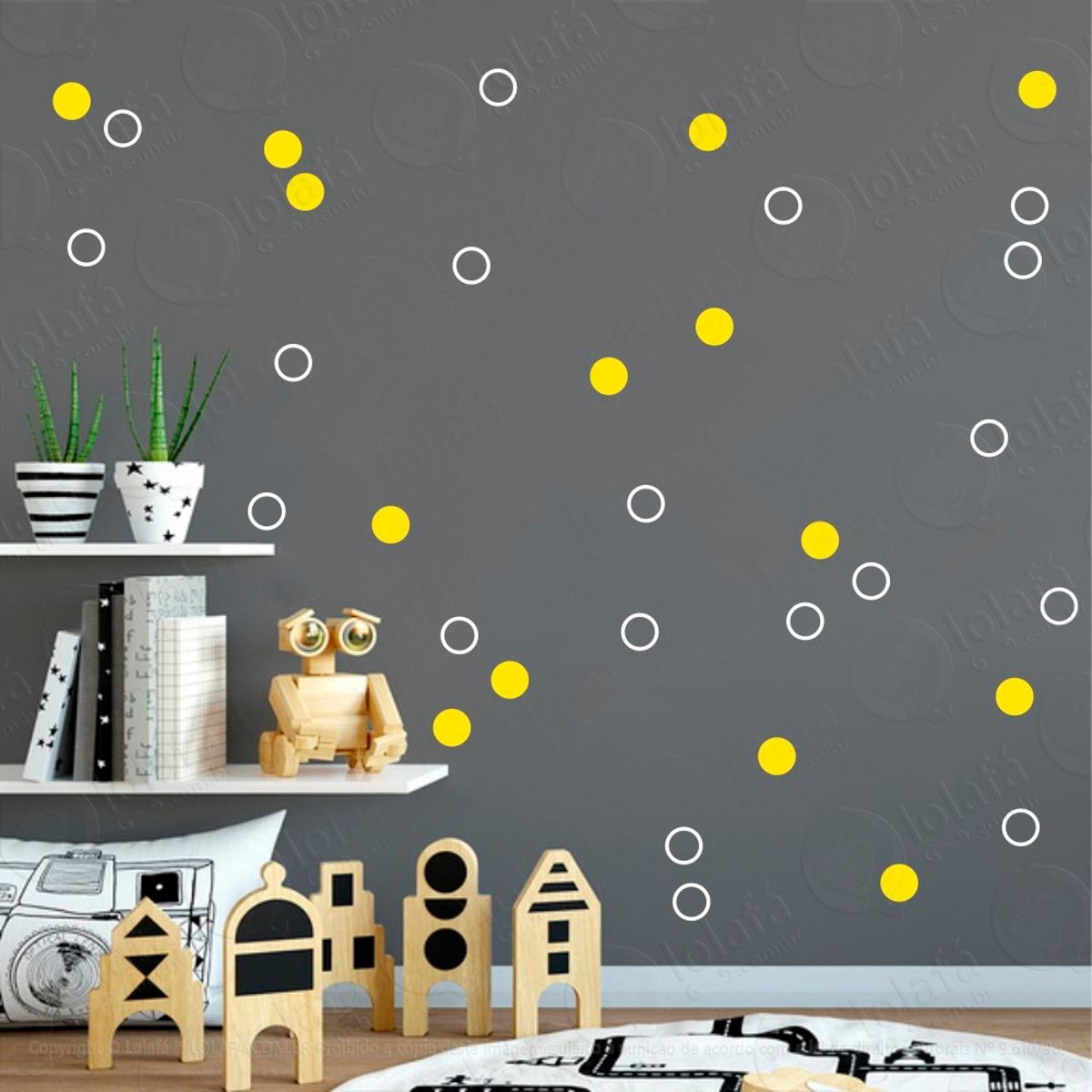 Adesivos Bolinhas 72 Peças Adesivos para Quarto de Bebê Infantil Mod:992
