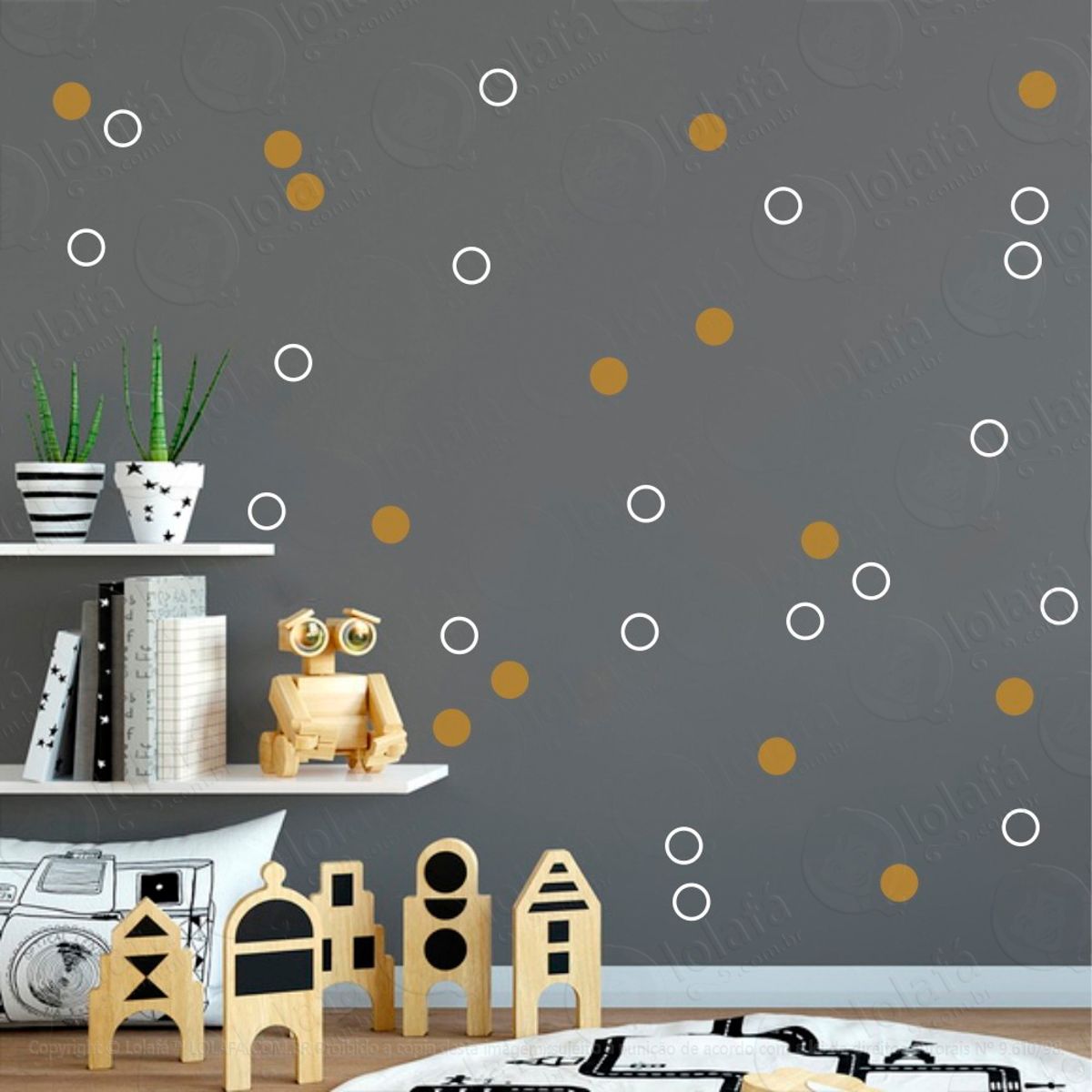 Adesivos Bolinhas 72 Peças Adesivos para Quarto de Bebê Infantil Mod:993