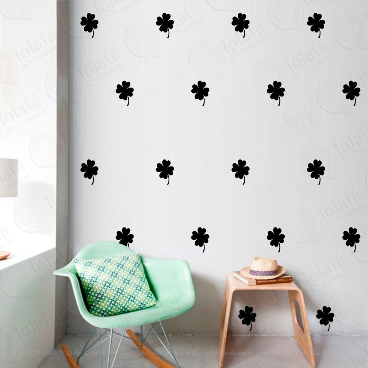 Adesivos Trevo da Sorte 64 Peças Adesivos para Quarto de Bebê Infantil Mod:994
