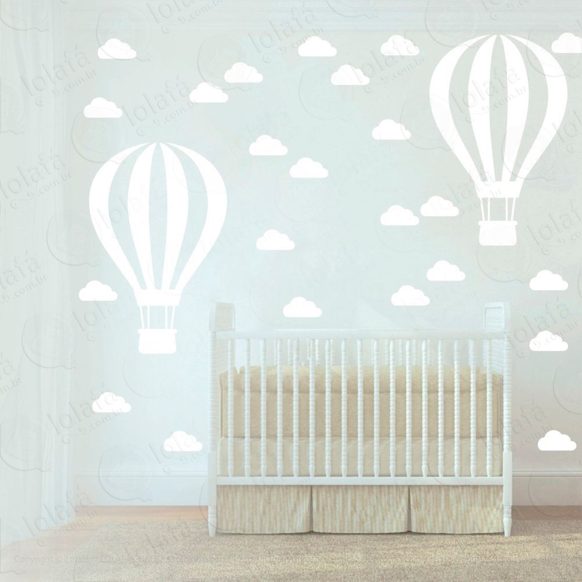 Adesivos Balão e Nuvens 50 Peças Adesivos para Quarto de Bebê Infantil Mod:1004