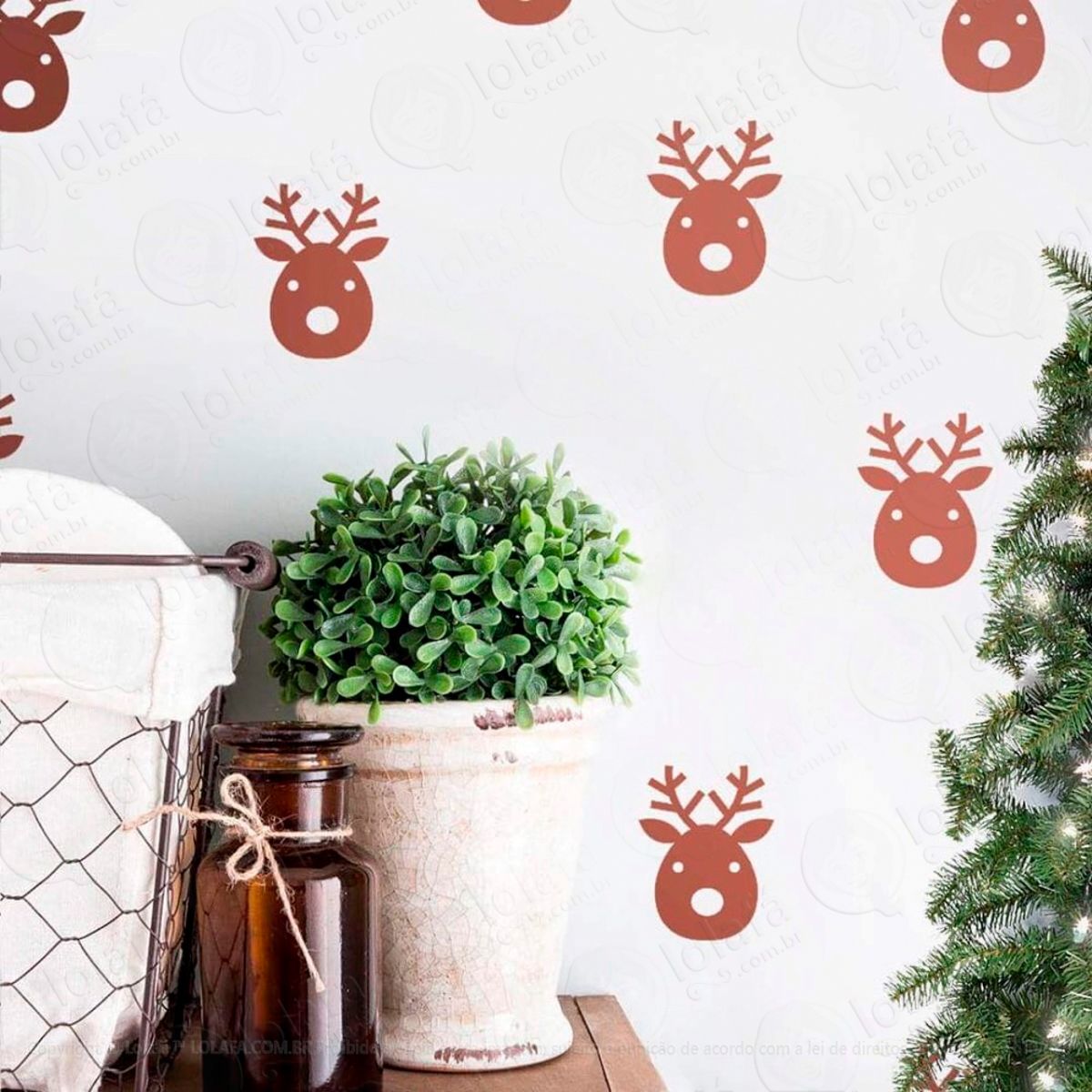Adesivos Renas 36 Peças Adesivos para Quarto de Bebê Infantil Mod:1007