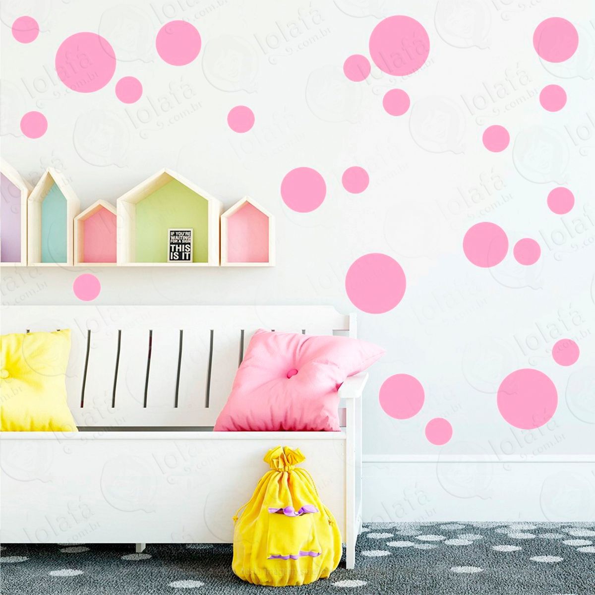 Adesivos Bolinhas 52 Peças Adesivos para Quarto de Bebê Infantil Mod:1015