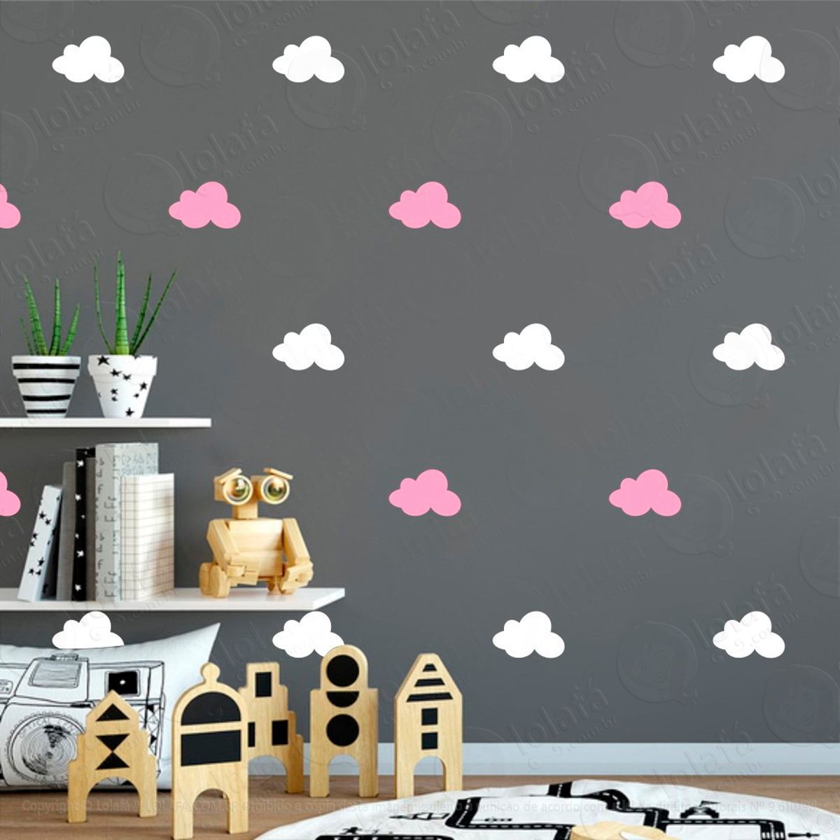 Adesivos Nuvens 36 Peças Adesivos para Quarto de Bebê Infantil Mod:1023
