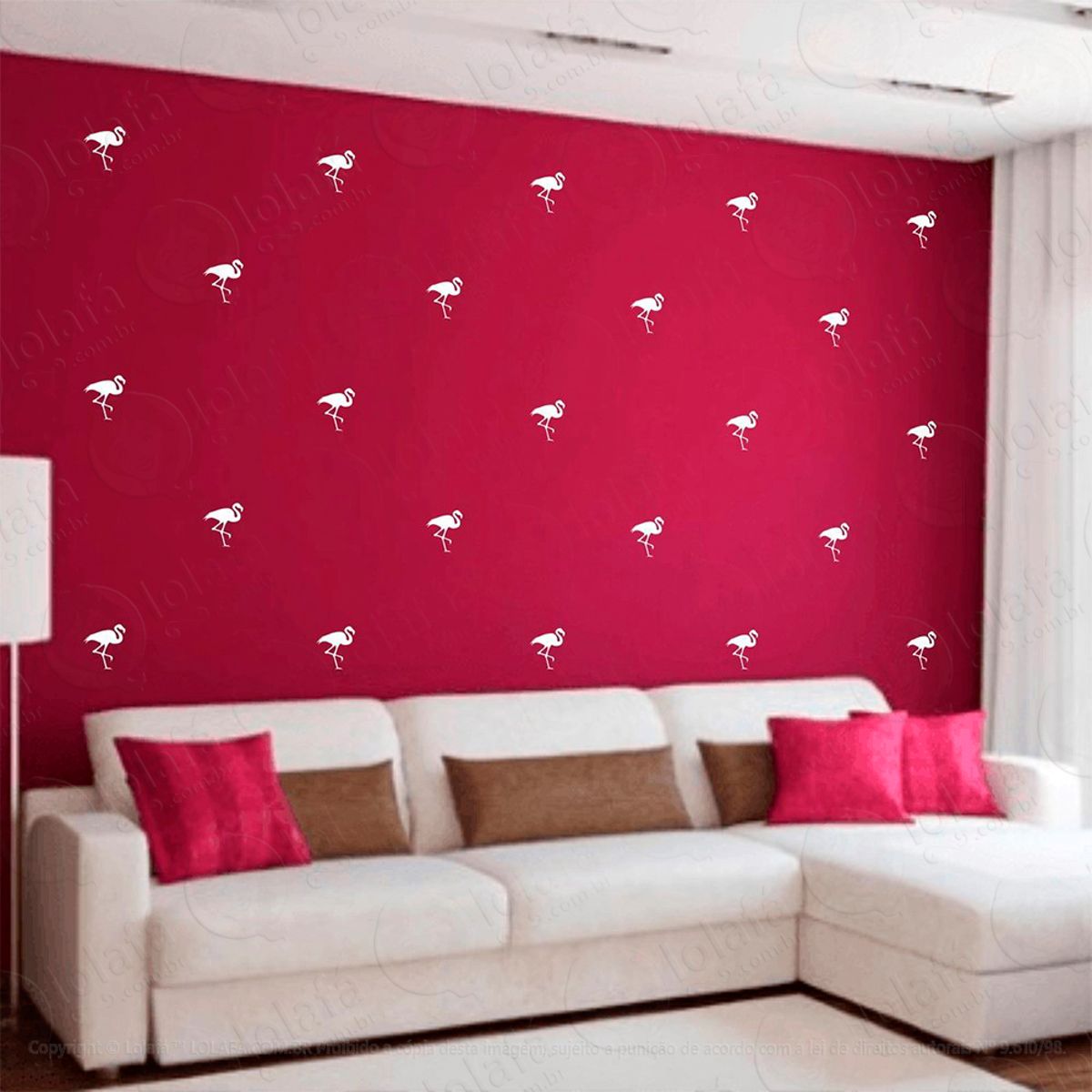 Adesivos Flamingos 36 Peças Adesivos para Quarto de Bebê Infantil Mod:1024