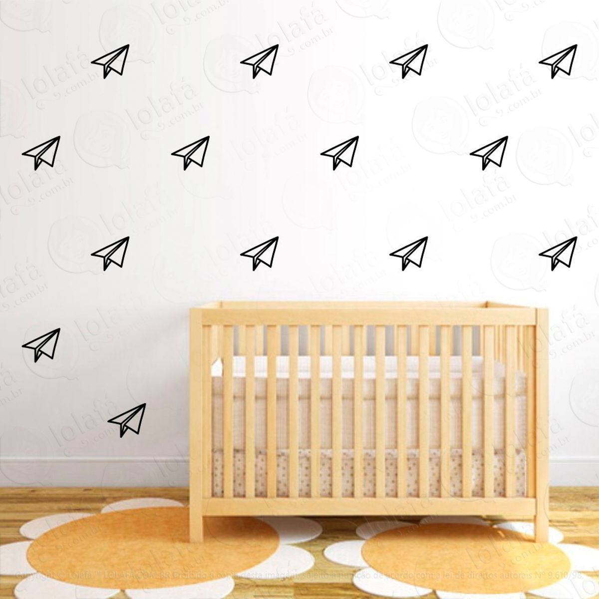 Adesivos Avião de Papel 24 Peças Adesivos para Quarto de Bebê Infantil Mod:1027