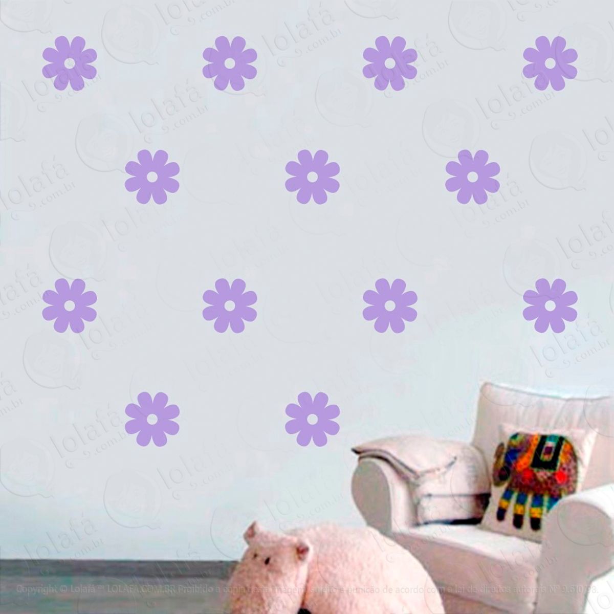 Adesivos Flores 48 Peças Adesivos para Quarto de Bebê Infantil Mod:1029