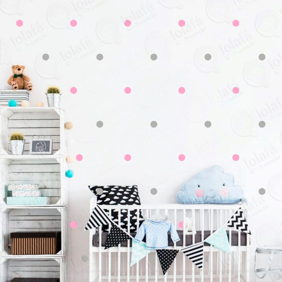 Adesivos Bolinhas 112 Peças Adesivos para Quarto de Bebê Infantil Mod:1030
