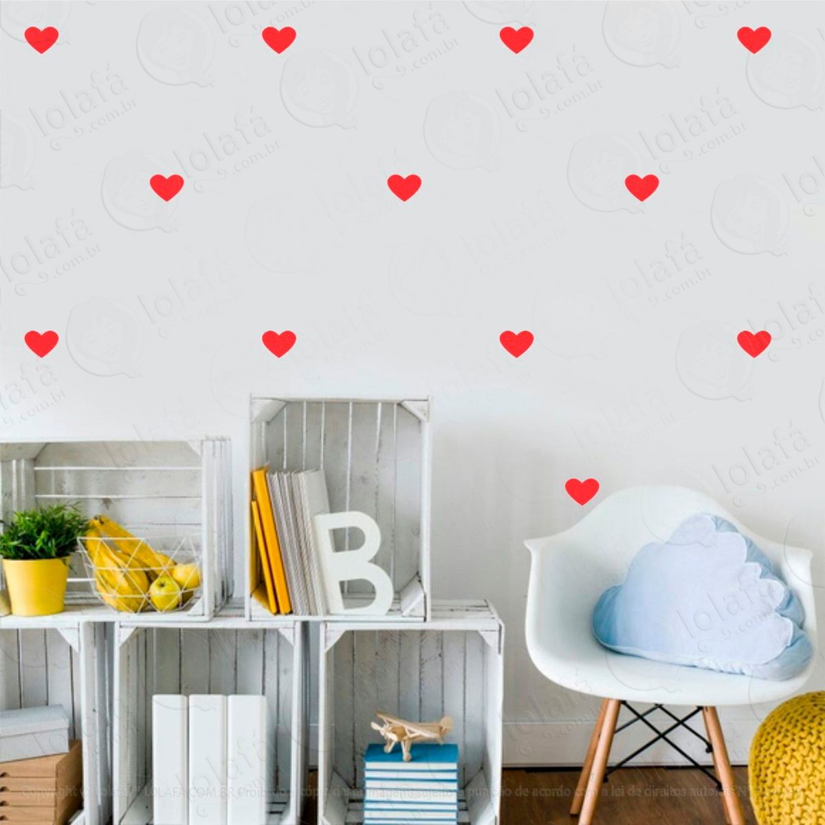 Adesivos Coração 64 Peças Adesivos para Quarto de Bebê Infantil Mod:1031