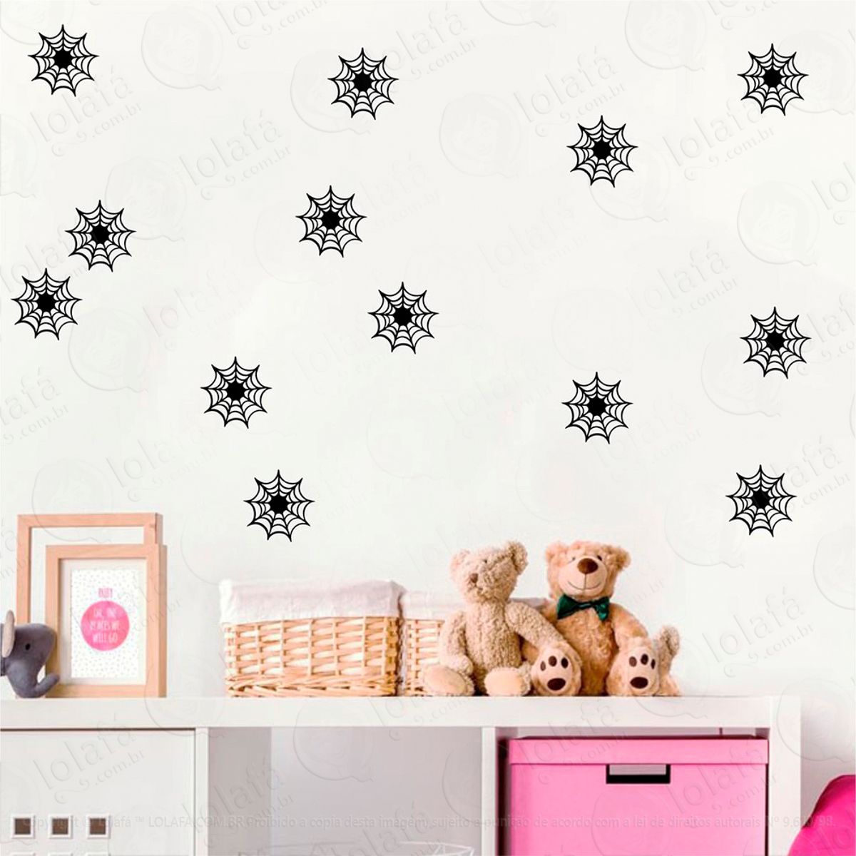 Adesivos Teias 48 Peças Adesivos para Quarto de Bebê Infantil Mod:1032
