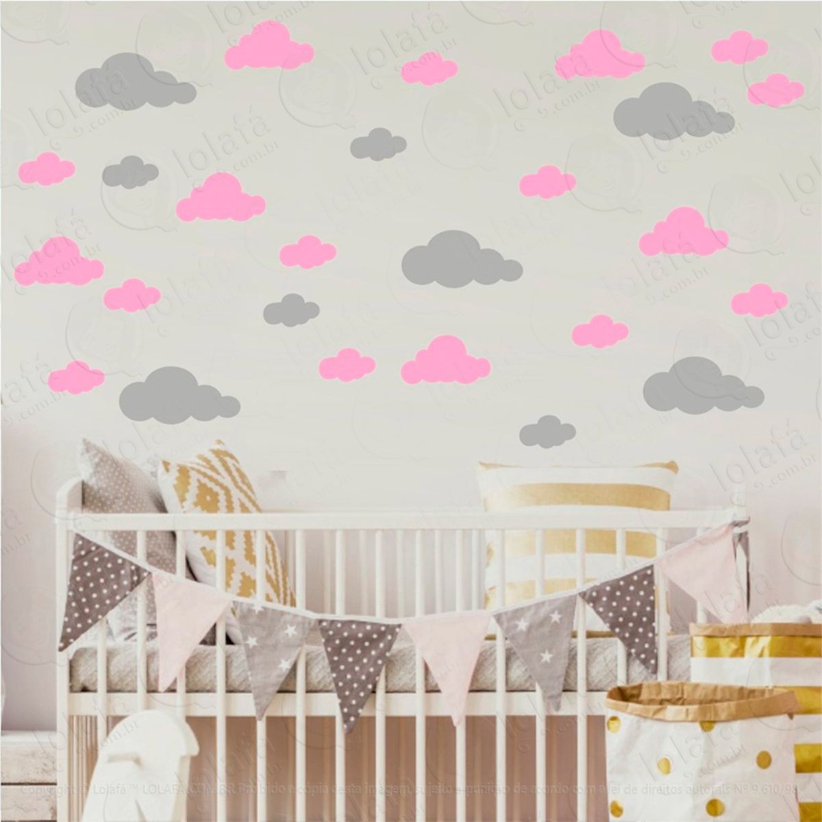Adesivos Nuvens 40 Peças Adesivos para Quarto de Bebê Infantil Mod:1041