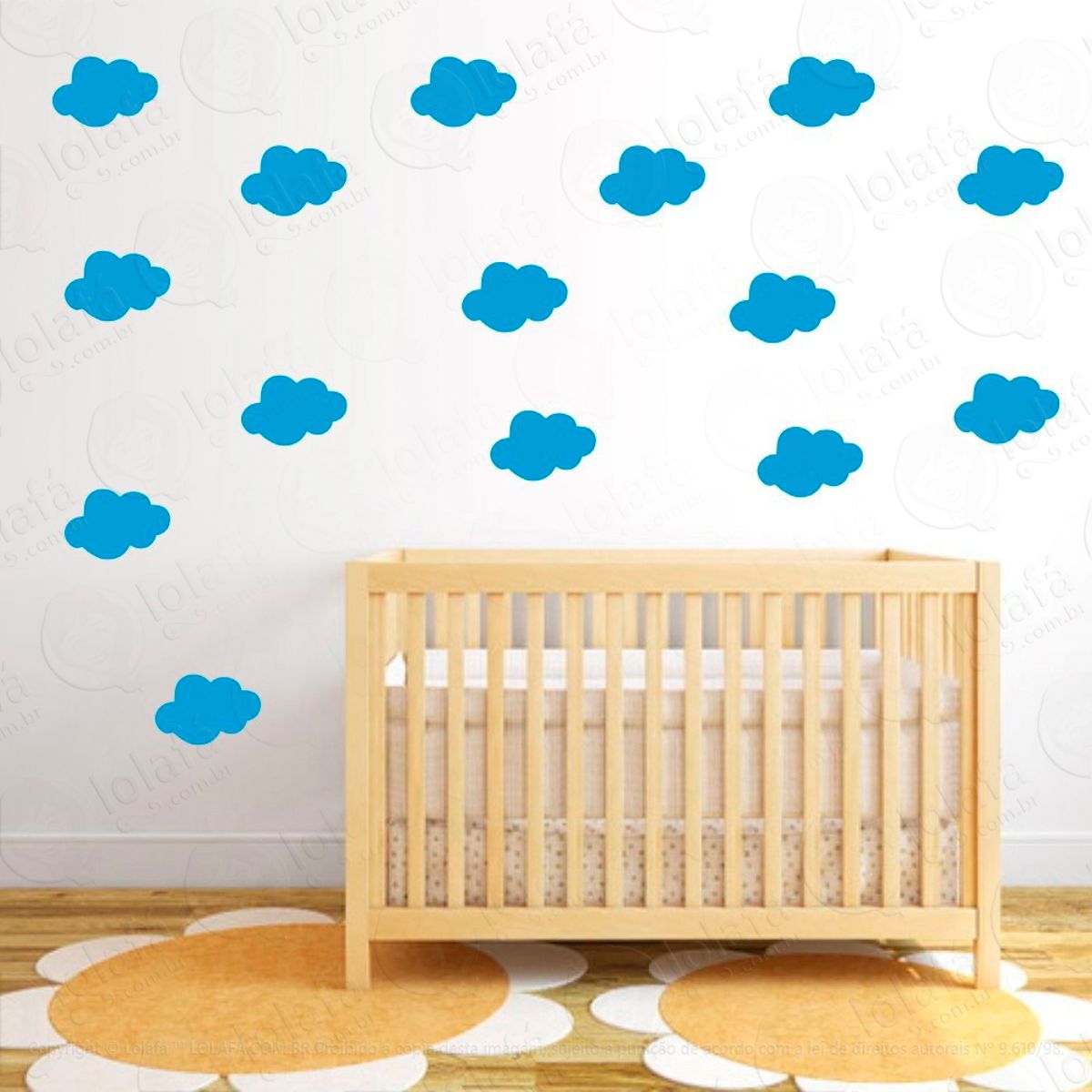 Adesivos Nuvens 72 Peças Adesivos para Quarto de Bebê Infantil Mod:1042