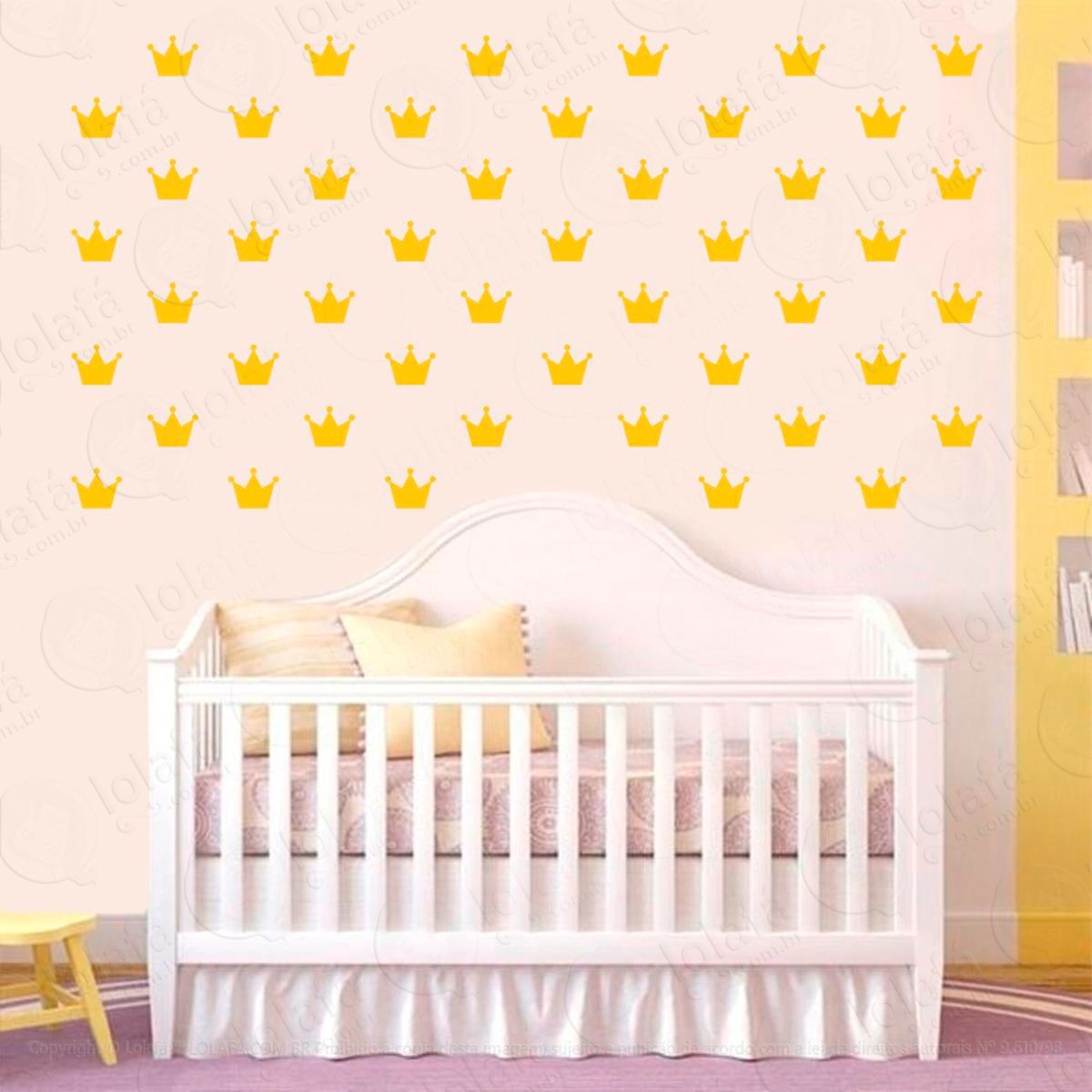 Adesivos Coroas 54 Peças Adesivos para Quarto de Bebê Infantil Mod:1043