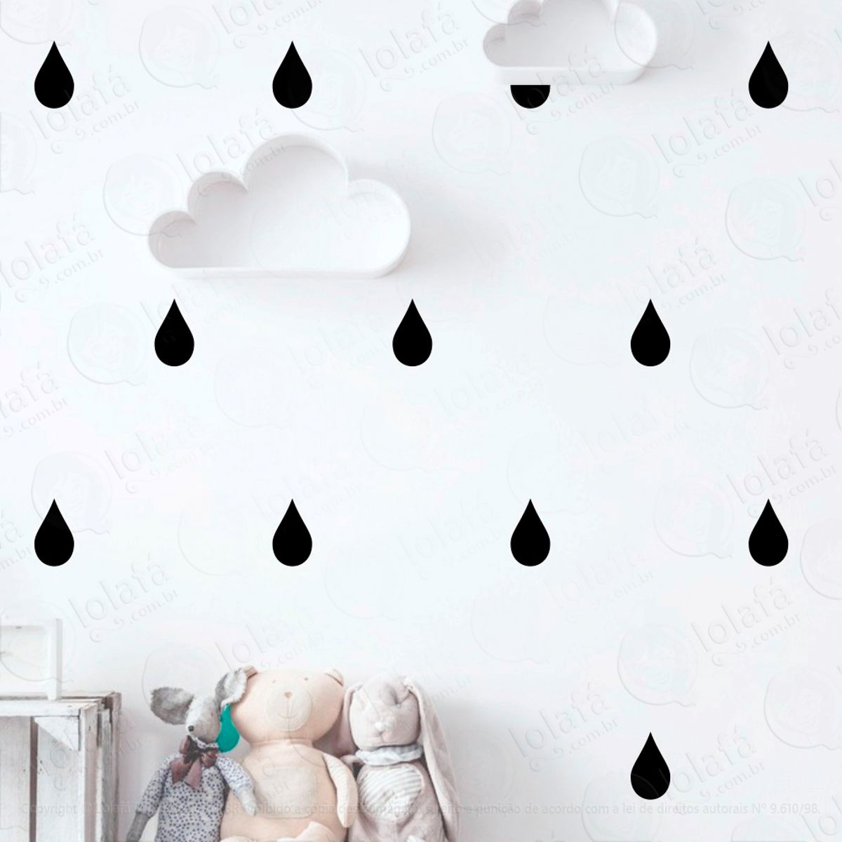 Adesivos Gotas 108 Peças Adesivos para Quarto de Bebê Infantil Mod:1044