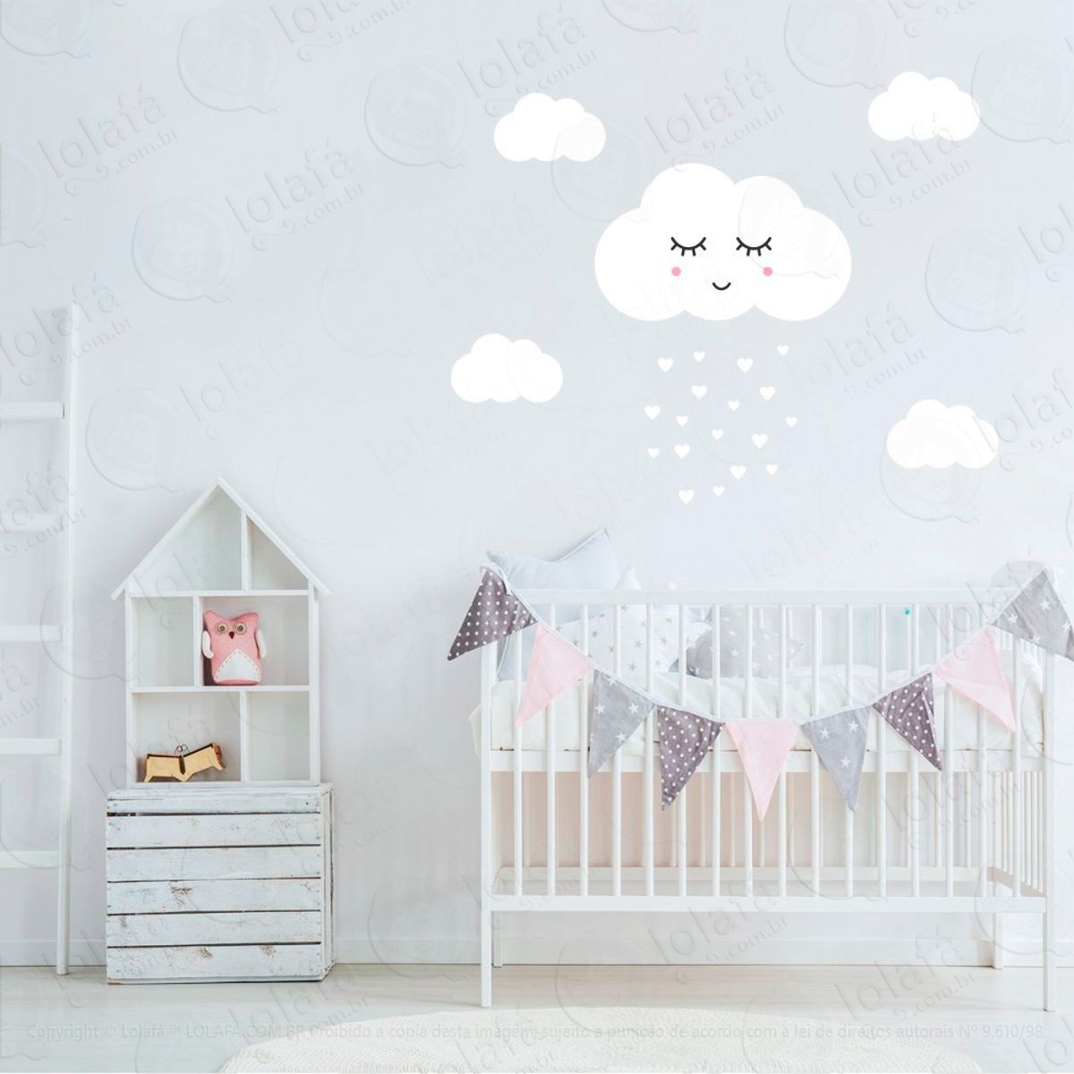 Adesivos Nuvem com Rostinho 23 Peças Adesivos para Quarto de Bebê Infantil Mod:1045