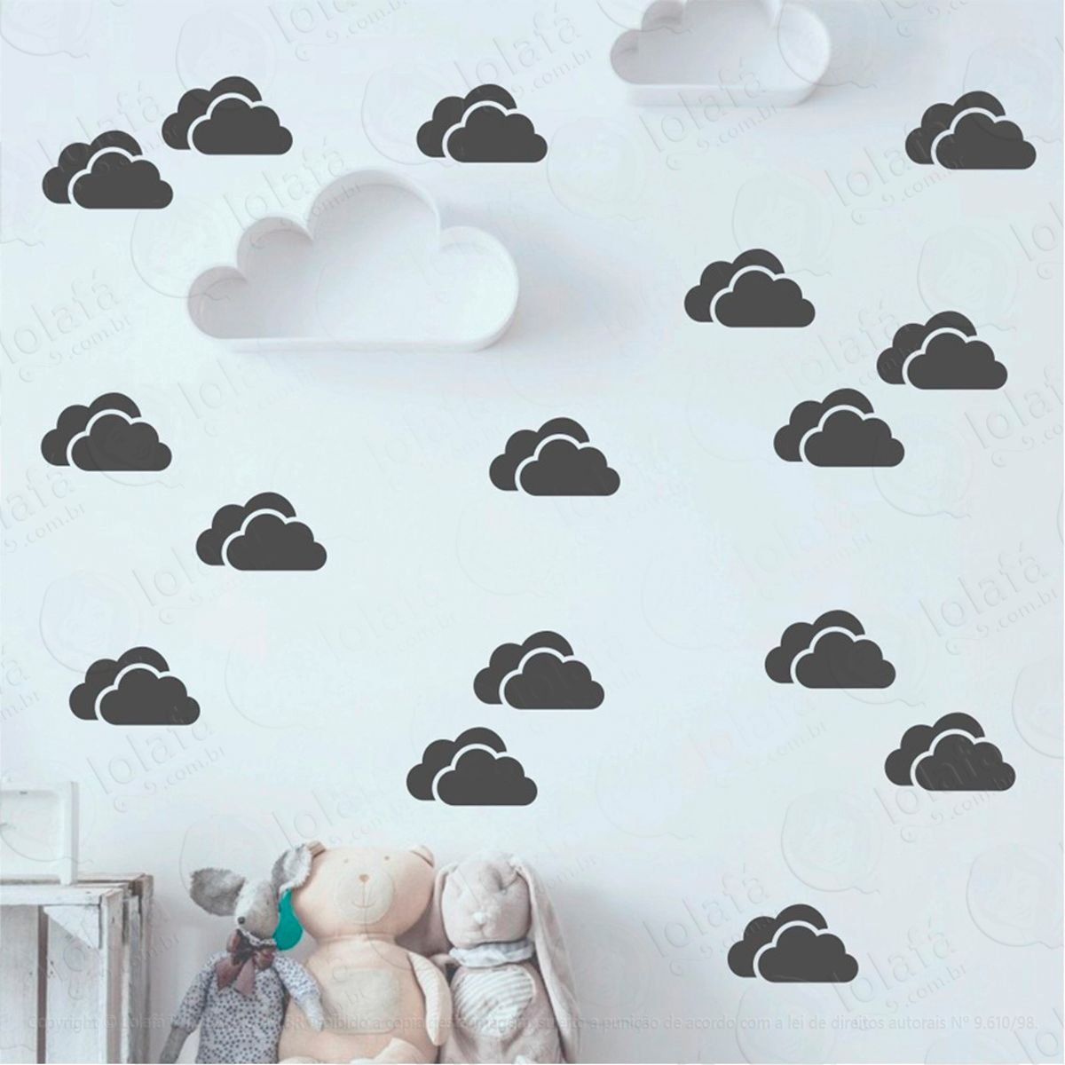 Adesivos Nuvens 54 Peças Adesivos para Quarto de Bebê Infantil Mod:1047