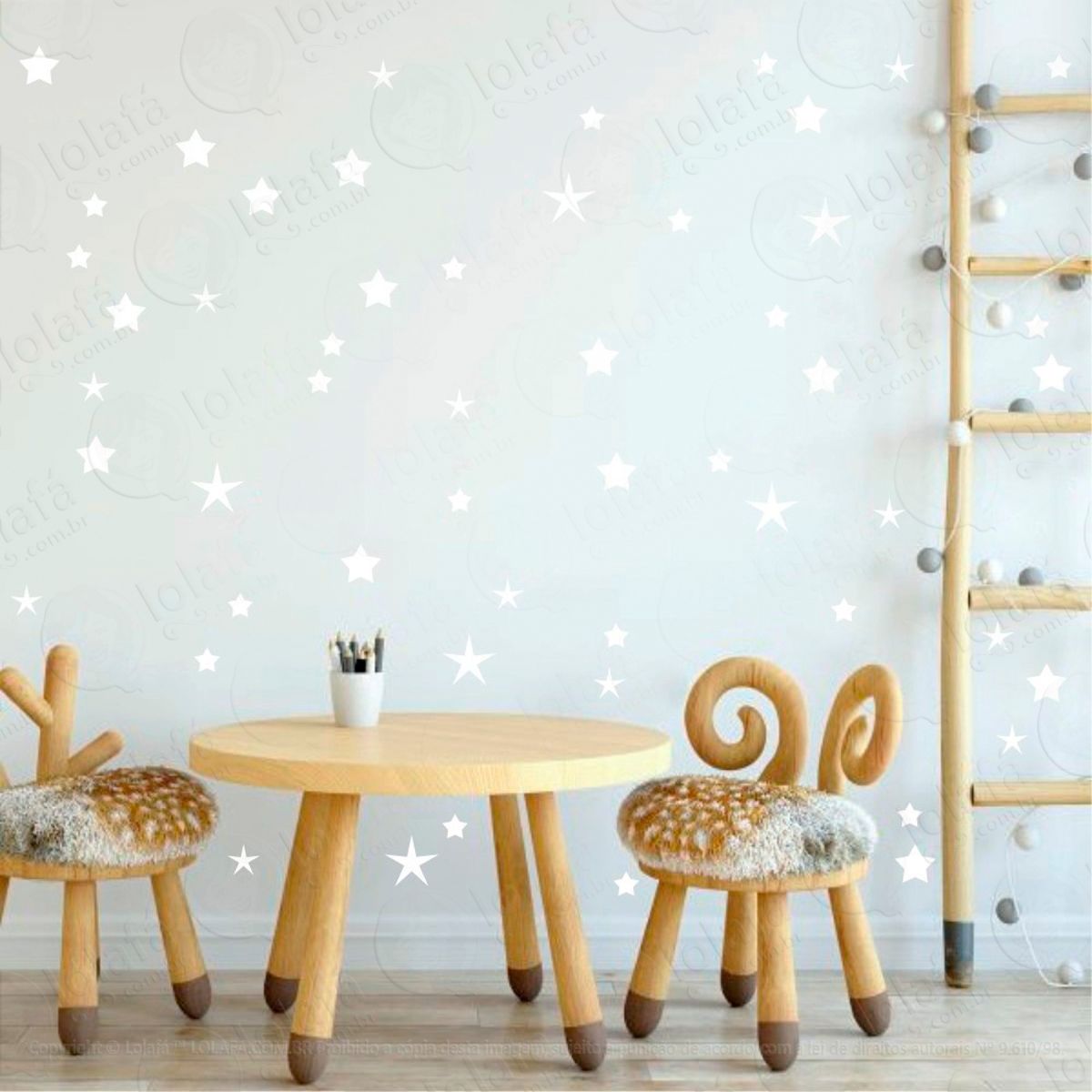 Adesivos Estrelas 73 Peças Adesivos para Quarto de Bebê Infantil Mod:1050