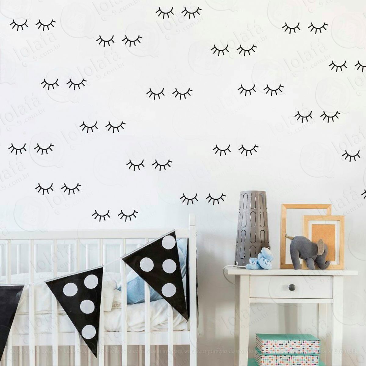 Adesivos Cílios 140 Peças Adesivos para Quarto de Bebê Infantil Mod:1052