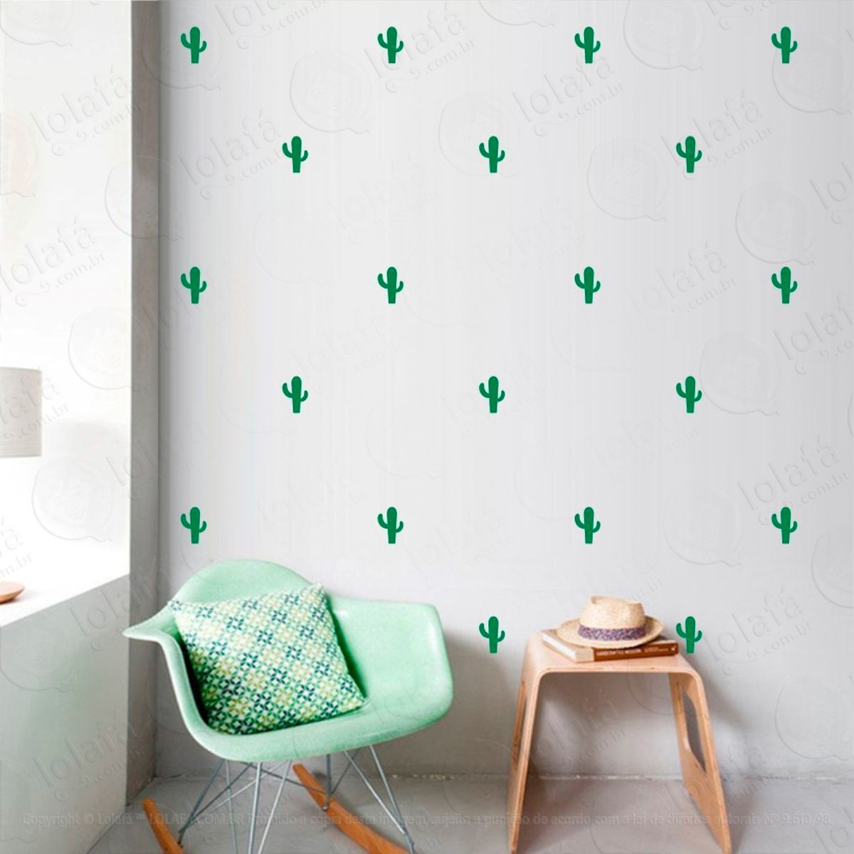 Adesivos Cactos 60 Peças Adesivos para Quarto de Bebê Infantil Mod:1055