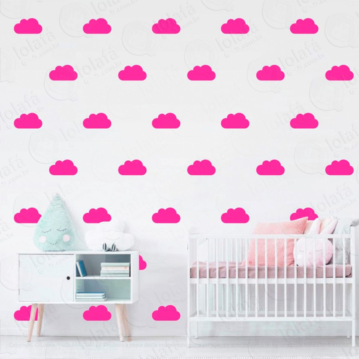 Adesivos Nuvens 40 Peças Adesivos para Quarto de Bebê Infantil Mod:1056