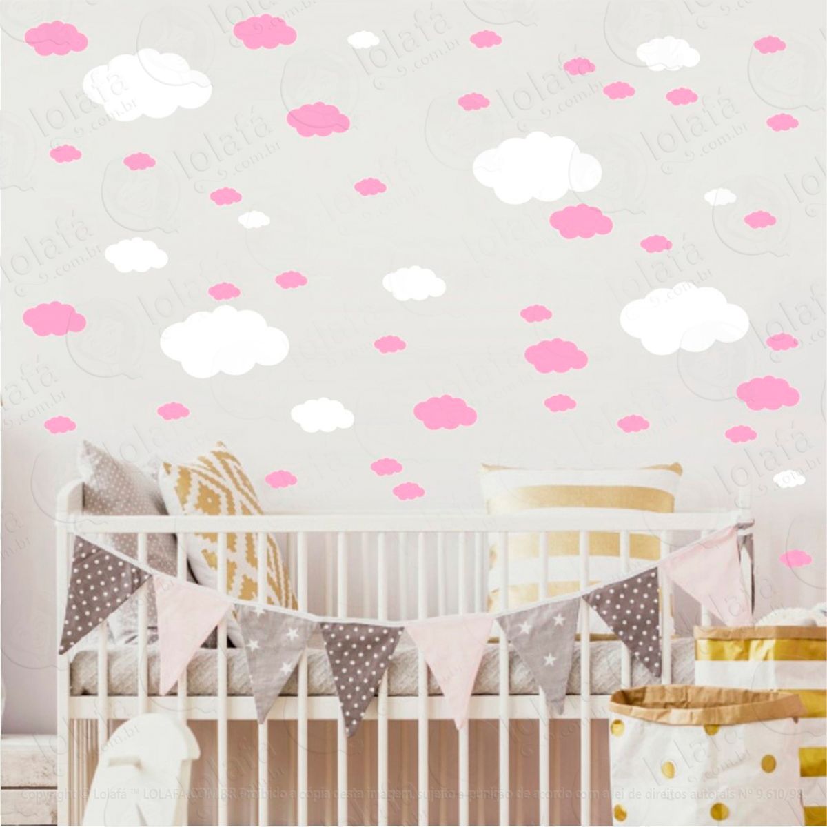 Adesivos Nuvens 62 Peças Adesivos para Quarto de Bebê Infantil Mod:1059