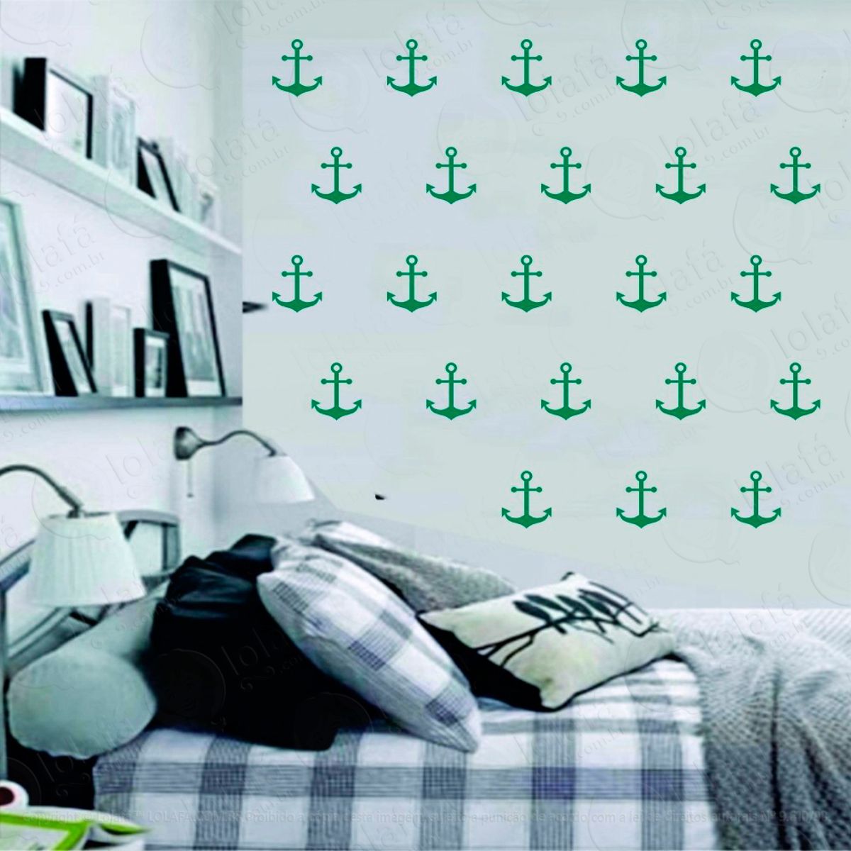 Adesivos Âncoras 48 Peças Adesivos para Quarto de Bebê Infantil Mod:1062