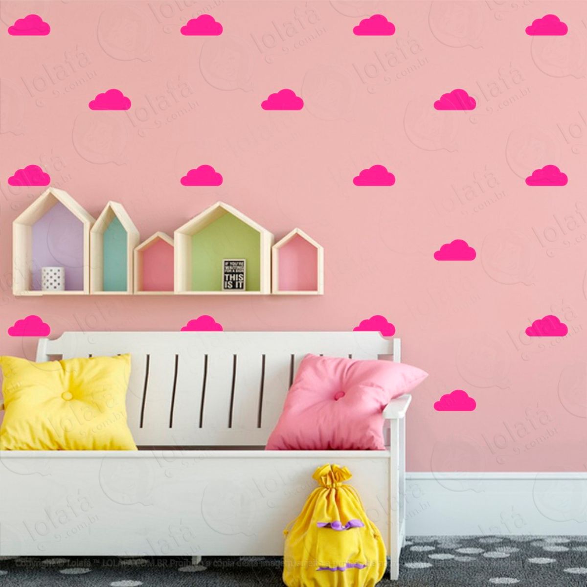 Adesivos Nuvens 84 Peças Adesivos para Quarto de Bebê Infantil Mod:1065