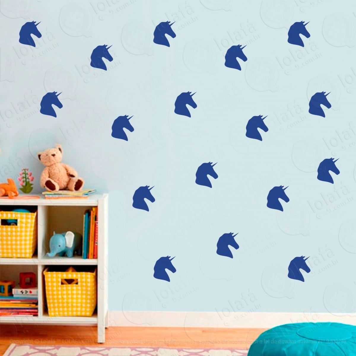 Adesivos Unicórnios 48 Peças Adesivos para Quarto de Bebê Infantil Mod:1068