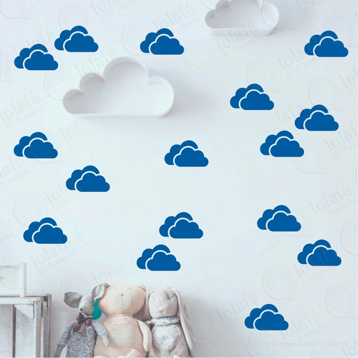 Adesivos Nuvens 54 Peças Adesivos para Quarto de Bebê Infantil Mod:1070
