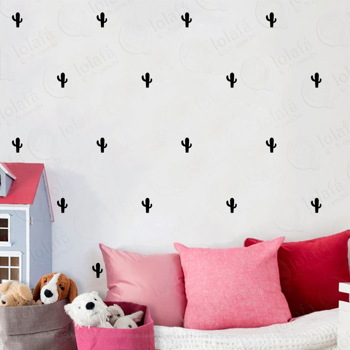 Adesivos Cactos 60 Peças Adesivos para Quarto de Bebê Infantil Mod:1071