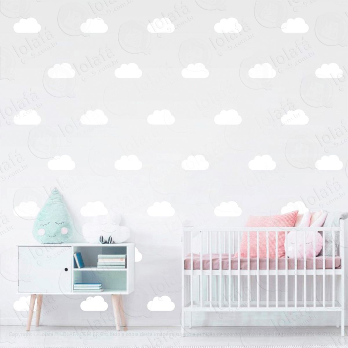 Adesivos Nuvens 40 Peças Adesivos para Quarto de Bebê Infantil Mod:1072