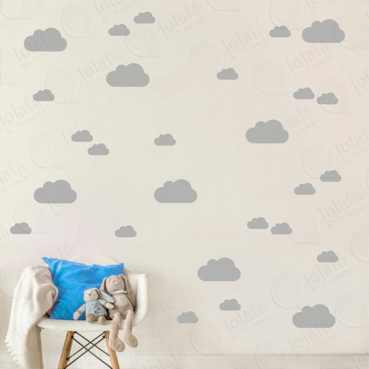 Adesivos Nuvens 45 Peças Adesivos para Quarto de Bebê Infantil Mod:1073