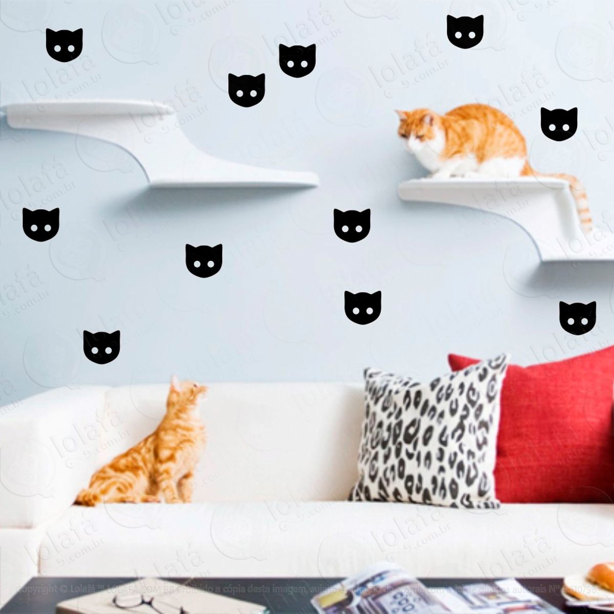 Adesivos Gatinhos 48 Peças Adesivos para Quarto de Bebê Infantil Mod:1075