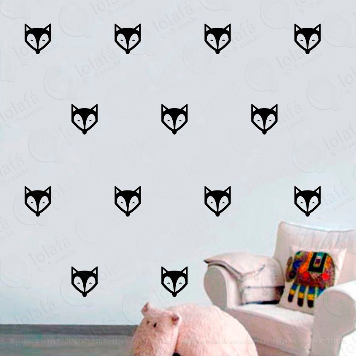 Adesivos Raposas 48 Peças Adesivos para Quarto de Bebê Infantil Mod:1082