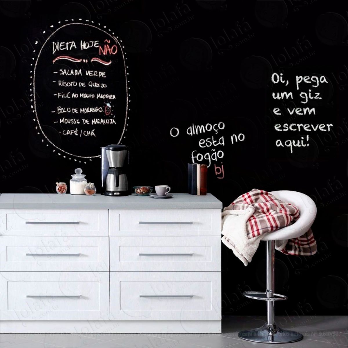 Metro Adesivo Lousa Quadro Negro de Parede para Escrever com Giz Mod:38